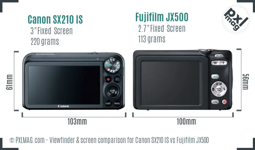 Canon SX210 IS vs Fujifilm JX500 Screen and Viewfinder comparison Canon SX210 IS vs Fujifilm JX500 Screen and Viewfinder comparison