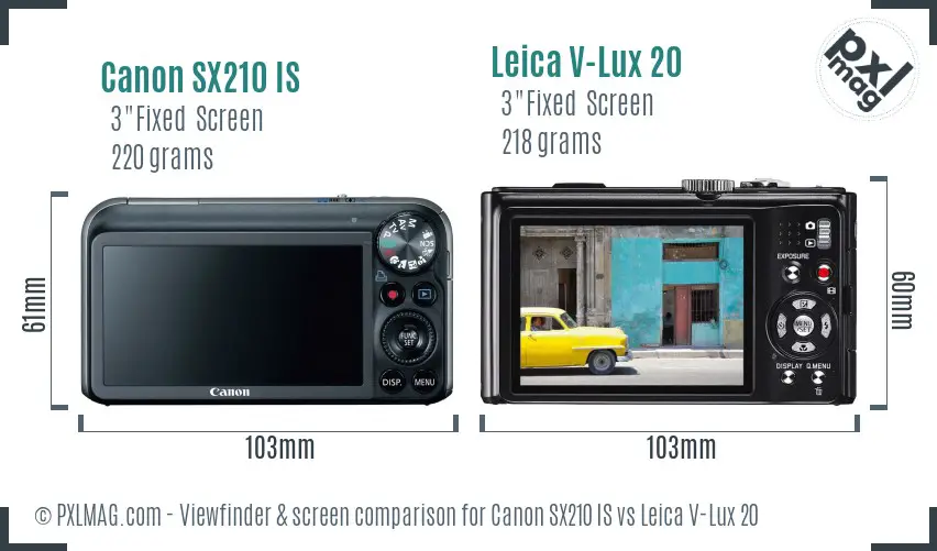 Canon SX210 IS vs Leica V-Lux 20 Screen and Viewfinder comparison Canon SX210 IS vs Leica V-Lux 20 Screen and Viewfinder comparison