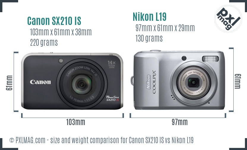Canon SX210 IS vs Nikon L19 size comparison