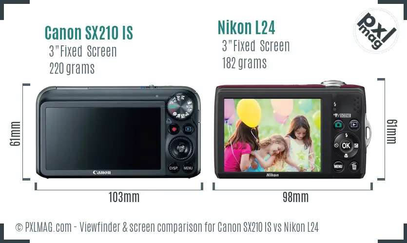 Canon SX210 IS vs Nikon L24 Screen and Viewfinder comparison
