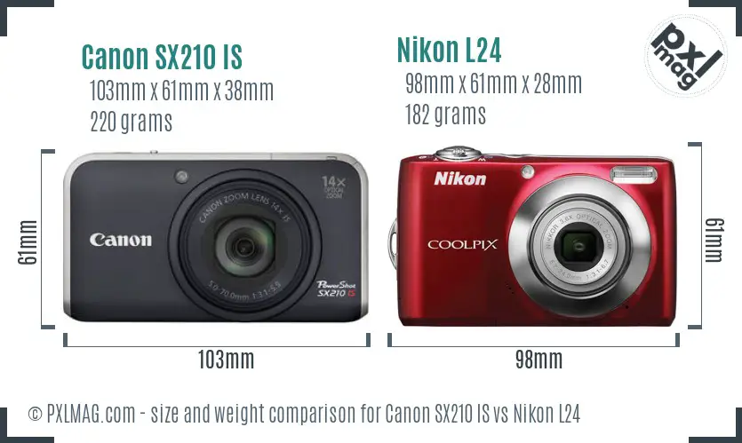 Canon SX210 IS vs Nikon L24 size comparison