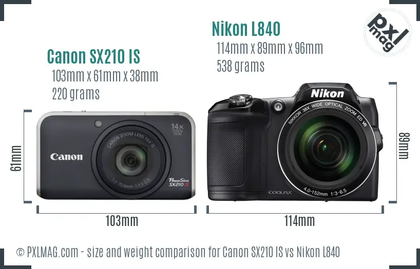 Canon SX210 IS vs Nikon L840 size comparison