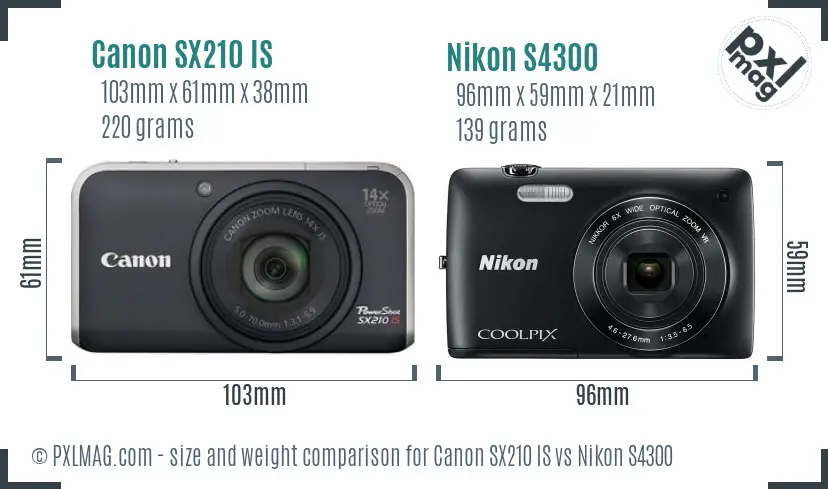 Canon SX210 IS vs Nikon S4300 size comparison Canon SX210 IS vs Nikon S4300 size comparison