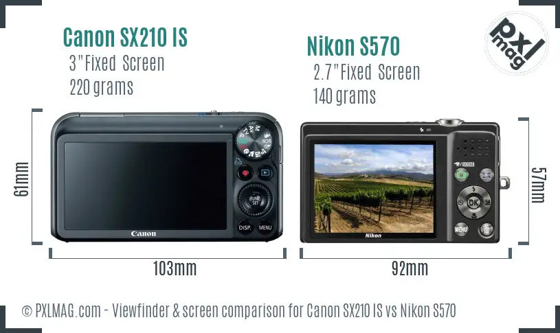 Canon SX210 IS vs Nikon S570 Screen and Viewfinder comparison Canon SX210 IS vs Nikon S570 Screen and Viewfinder comparison