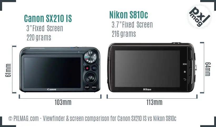 Canon SX210 IS vs Nikon S810c Screen and Viewfinder comparison Canon SX210 IS vs Nikon S810c Screen and Viewfinder comparison