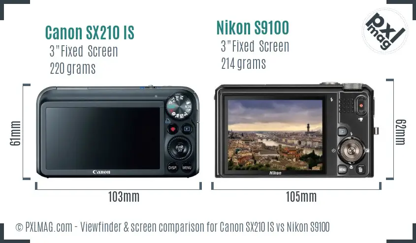 Canon SX210 IS vs Nikon S9100 Screen and Viewfinder comparison Canon SX210 IS vs Nikon S9100 Screen and Viewfinder comparison