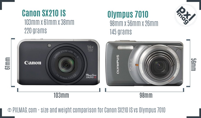 Canon SX210 IS vs Olympus 7010 size comparison Canon SX210 IS vs Olympus 7010 size comparison