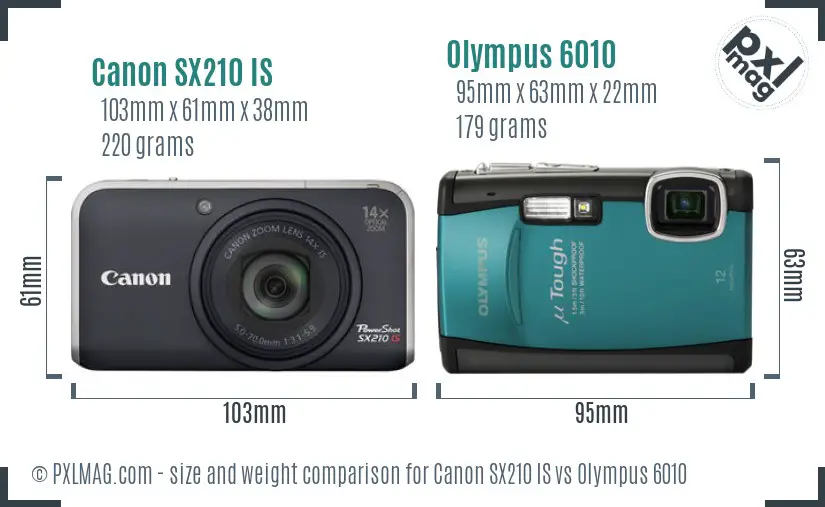 Canon SX210 IS vs Olympus 6010 size comparison