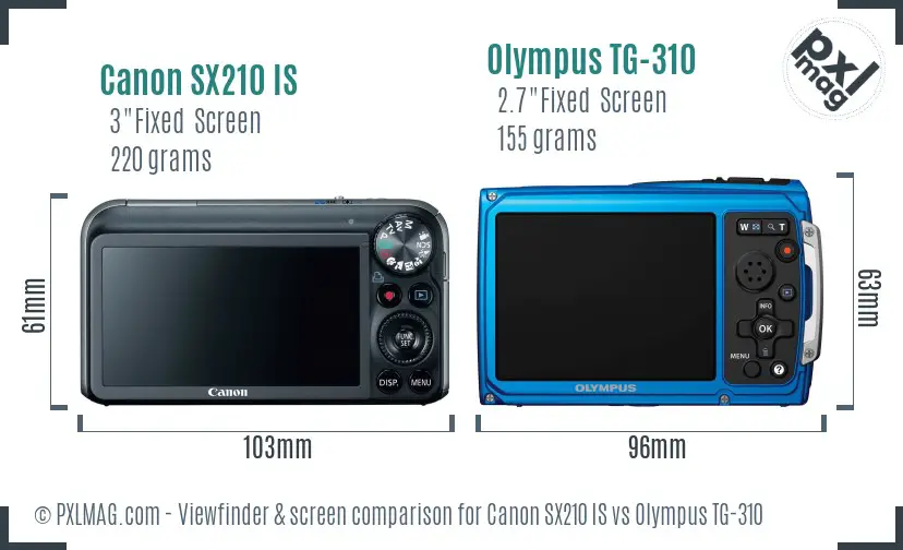 Canon SX210 IS vs Olympus TG-310 Screen and Viewfinder comparison Canon SX210 IS vs Olympus TG-310 Screen and Viewfinder comparison
