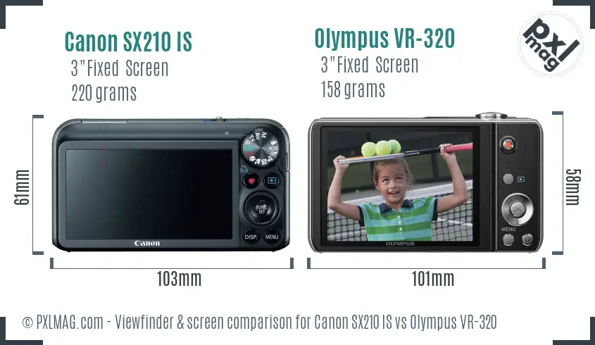 Canon SX210 IS vs Olympus VR-320 Screen and Viewfinder comparison