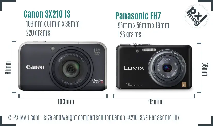Canon SX210 IS vs Panasonic FH7 size comparison Canon SX210 IS vs Panasonic FH7 size comparison