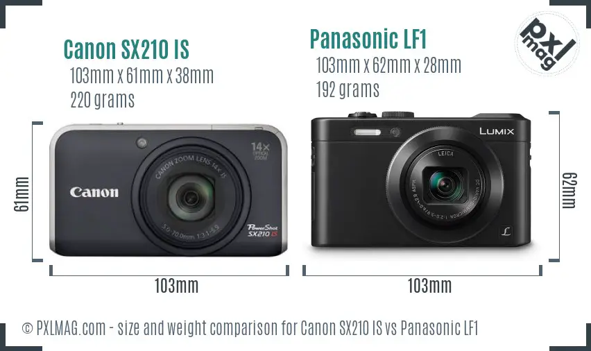 Canon SX210 IS vs Panasonic LF1 size comparison