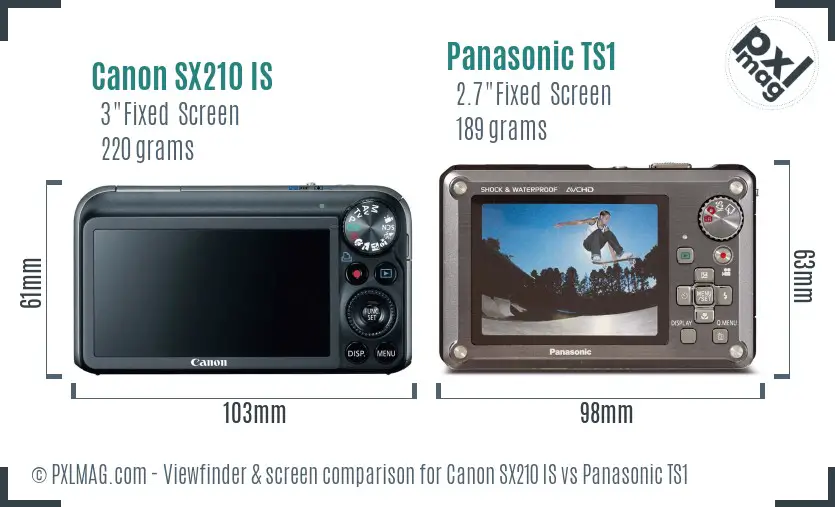 Canon SX210 IS vs Panasonic TS1 Screen and Viewfinder comparison