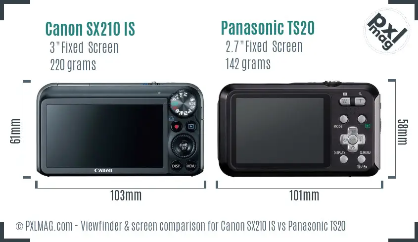 Canon SX210 IS vs Panasonic TS20 Screen and Viewfinder comparison Canon SX210 IS vs Panasonic TS20 Screen and Viewfinder comparison