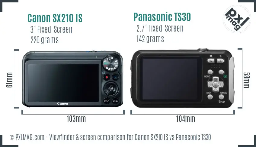 Canon SX210 IS vs Panasonic TS30 Screen and Viewfinder comparison Canon SX210 IS vs Panasonic TS30 Screen and Viewfinder comparison