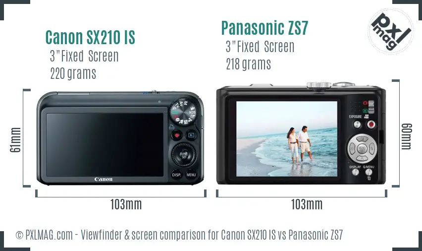 Canon SX210 IS vs Panasonic ZS7 Screen and Viewfinder comparison Canon SX210 IS vs Panasonic ZS7 Screen and Viewfinder comparison