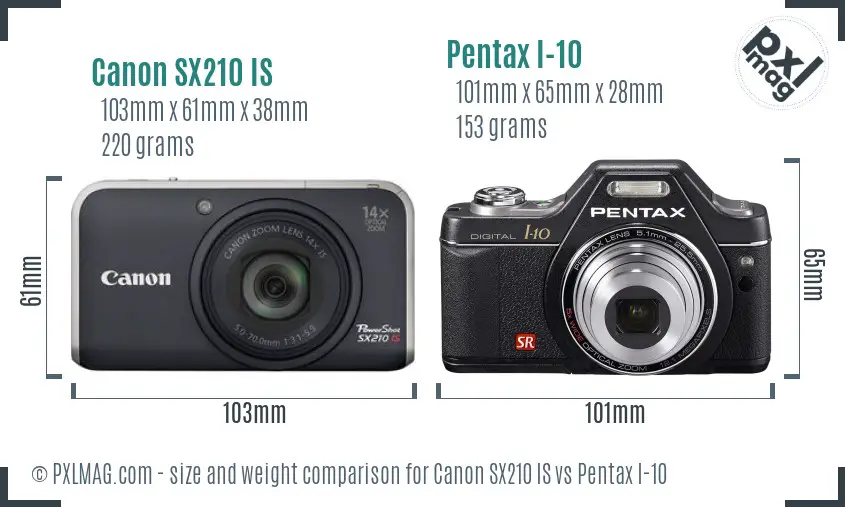 Canon SX210 IS vs Pentax I-10 size comparison Canon SX210 IS vs Pentax I-10 size comparison