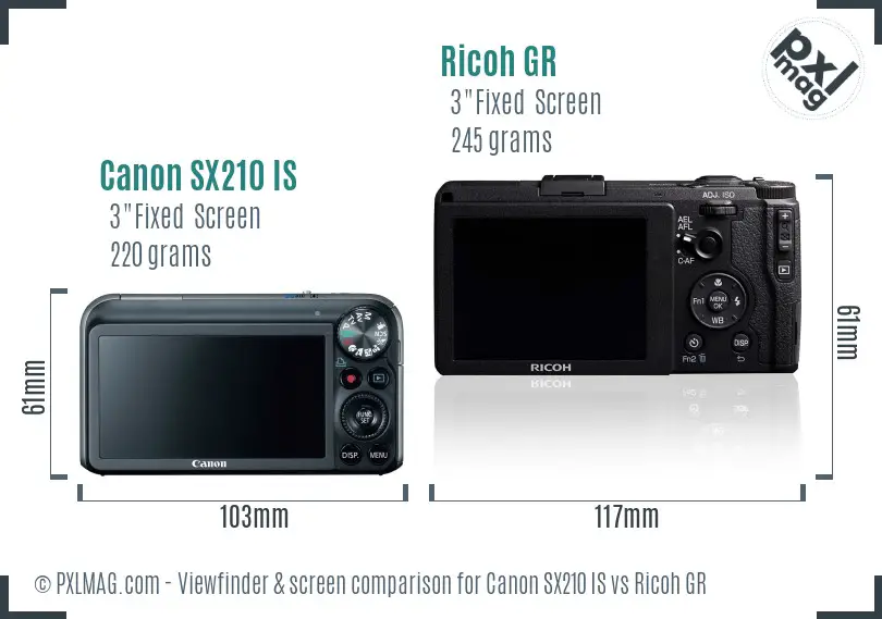 Canon SX210 IS vs Ricoh GR Screen and Viewfinder comparison Canon SX210 IS vs Ricoh GR Screen and Viewfinder comparison