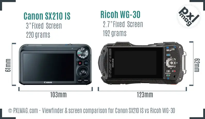 Canon SX210 IS vs Ricoh WG-30 Screen and Viewfinder comparison Canon SX210 IS vs Ricoh WG-30 Screen and Viewfinder comparison