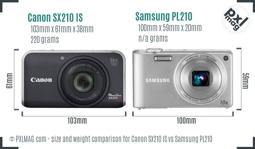 Canon SX210 IS vs Samsung PL210 size comparison