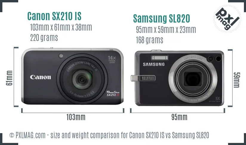 Canon SX210 IS vs Samsung SL820 size comparison