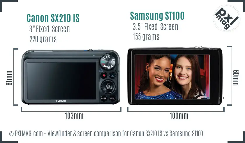 Canon SX210 IS vs Samsung ST100 Screen and Viewfinder comparison Canon SX210 IS vs Samsung ST100 Screen and Viewfinder comparison