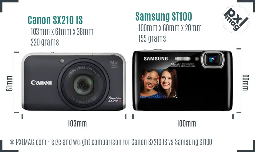 Canon SX210 IS vs Samsung ST100 size comparison Canon SX210 IS vs Samsung ST100 size comparison