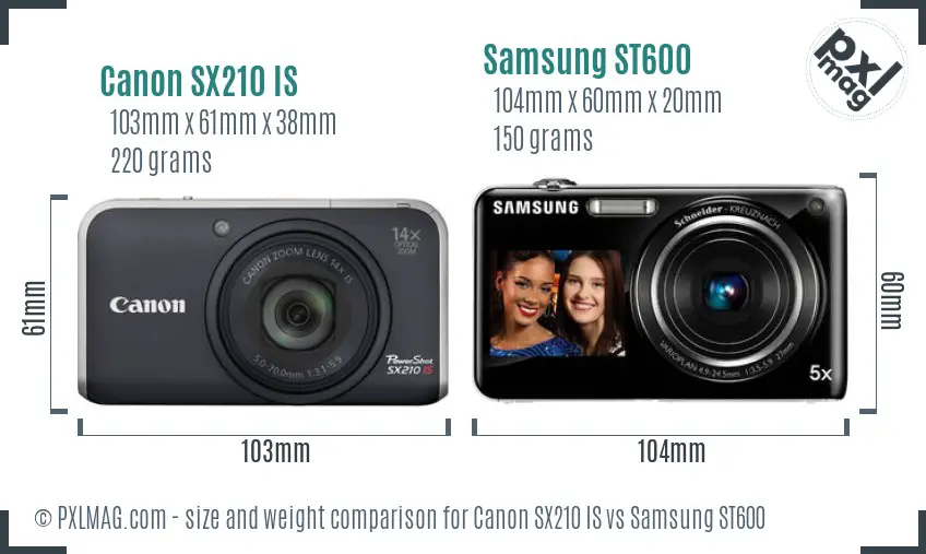 Canon SX210 IS vs Samsung ST600 size comparison