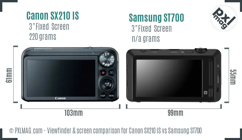 Canon SX210 IS vs Samsung ST700 Screen and Viewfinder comparison Canon SX210 IS vs Samsung ST700 Screen and Viewfinder comparison