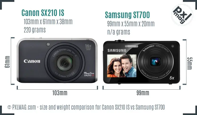 Canon SX210 IS vs Samsung ST700 size comparison Canon SX210 IS vs Samsung ST700 size comparison