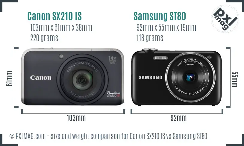 Canon SX210 IS vs Samsung ST80 size comparison Canon SX210 IS vs Samsung ST80 size comparison