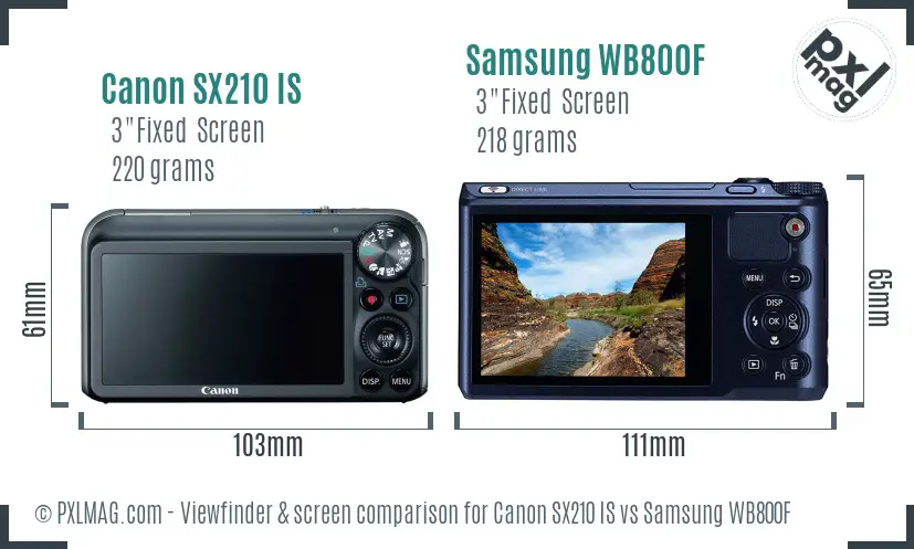 Canon SX210 IS vs Samsung WB800F Screen and Viewfinder comparison Canon SX210 IS vs Samsung WB800F Screen and Viewfinder comparison