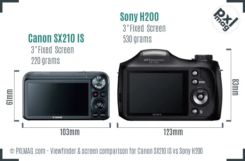 Canon SX210 IS vs Sony H200 Screen and Viewfinder comparison Canon SX210 IS vs Sony H200 Screen and Viewfinder comparison