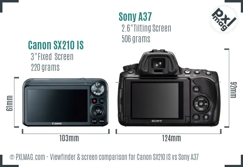 Canon SX210 IS vs Sony A37 Screen and Viewfinder comparison Canon SX210 IS vs Sony A37 Screen and Viewfinder comparison