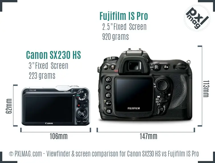 Canon SX230 HS vs Fujifilm IS Pro Screen and Viewfinder comparison Canon SX230 HS vs Fujifilm IS Pro Screen and Viewfinder comparison