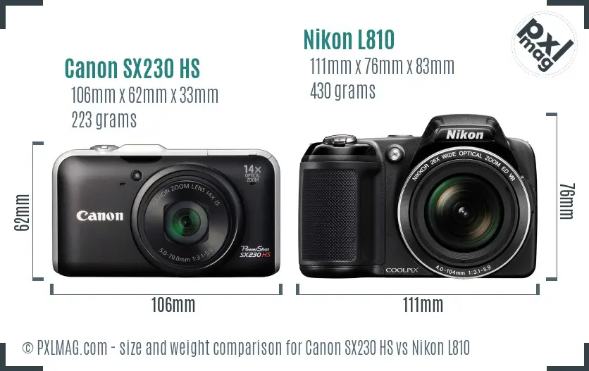 Canon SX230 HS vs Nikon L810 size comparison Canon SX230 HS vs Nikon L810 size comparison