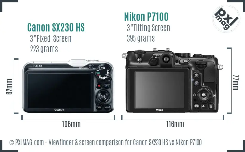 Canon SX230 HS vs Nikon P7100 Screen and Viewfinder comparison Canon SX230 HS vs Nikon P7100 Screen and Viewfinder comparison