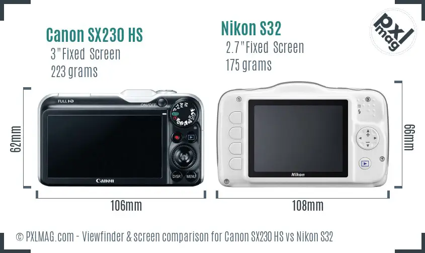 Canon SX230 HS vs Nikon S32 Screen and Viewfinder comparison Canon SX230 HS vs Nikon S32 Screen and Viewfinder comparison