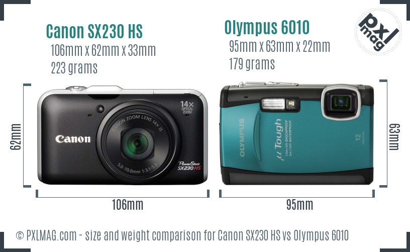 Canon SX230 HS vs Olympus 6010 size comparison