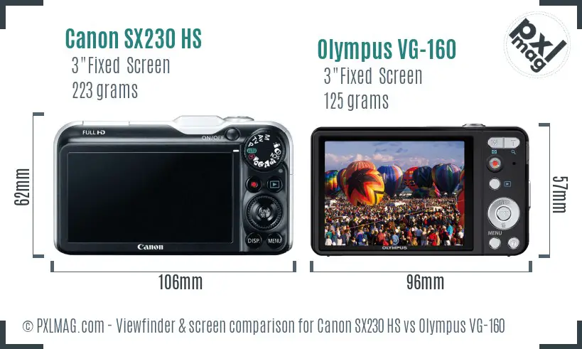 Canon SX230 HS vs Olympus VG-160 Screen and Viewfinder comparison Canon SX230 HS vs Olympus VG-160 Screen and Viewfinder comparison