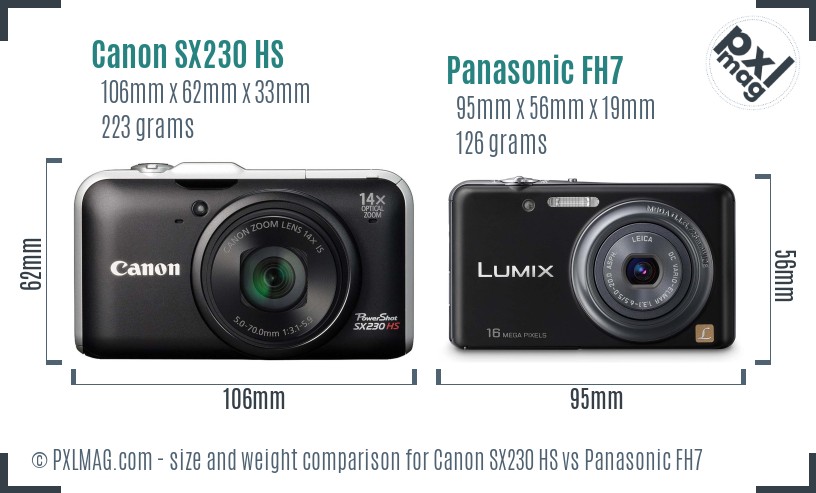 Canon SX230 HS vs Panasonic FH7 size comparison Canon SX230 HS vs Panasonic FH7 size comparison