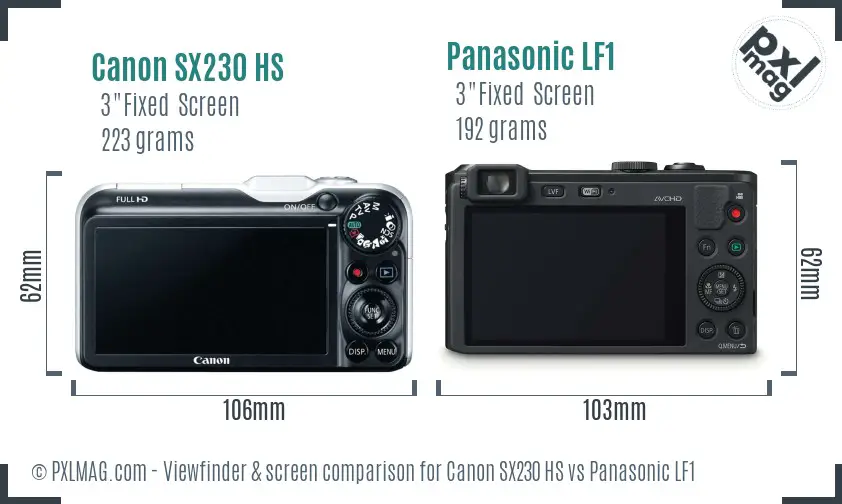 Canon SX230 HS vs Panasonic LF1 Screen and Viewfinder comparison