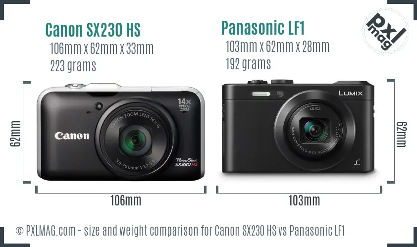 Canon SX230 HS vs Panasonic LF1 size comparison