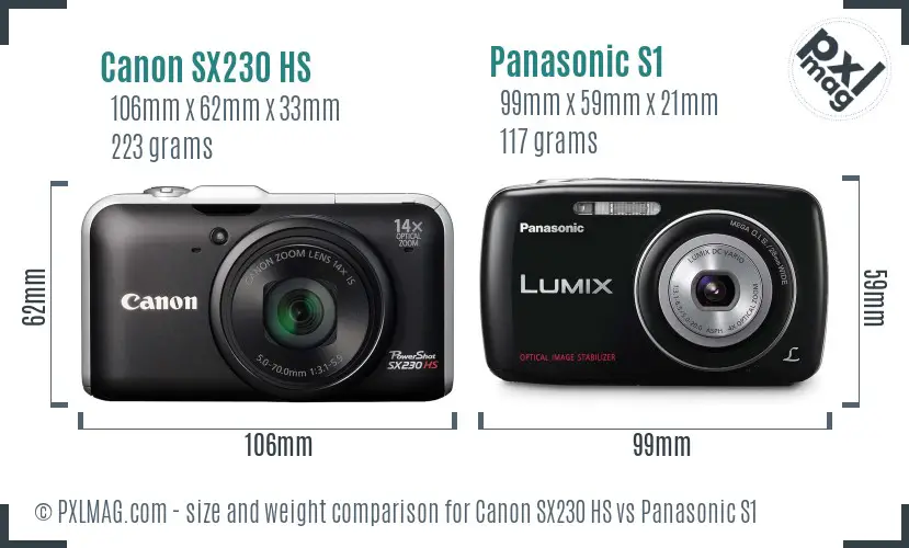 Canon SX230 HS vs Panasonic S1 size comparison
