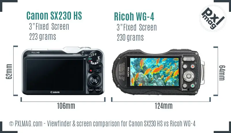 Canon SX230 HS vs Ricoh WG-4 Screen and Viewfinder comparison Canon SX230 HS vs Ricoh WG-4 Screen and Viewfinder comparison