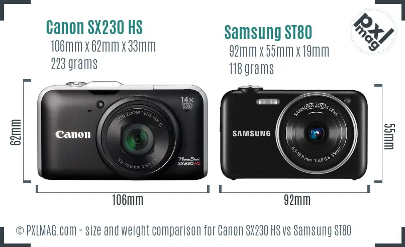 Canon SX230 HS vs Samsung ST80 size comparison Canon SX230 HS vs Samsung ST80 size comparison