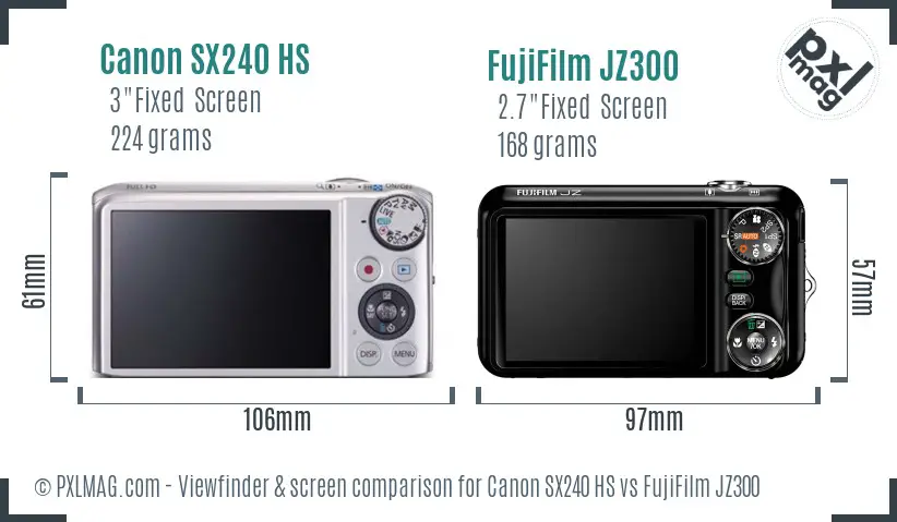 Canon SX240 HS vs FujiFilm JZ300 Screen and Viewfinder comparison Canon SX240 HS vs FujiFilm JZ300 Screen and Viewfinder comparison