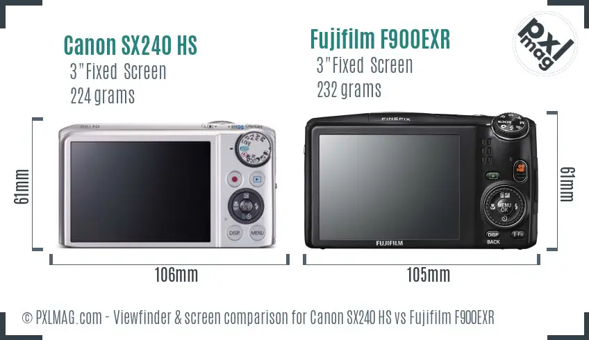 Canon SX240 HS vs Fujifilm F900EXR Screen and Viewfinder comparison Canon SX240 HS vs Fujifilm F900EXR Screen and Viewfinder comparison