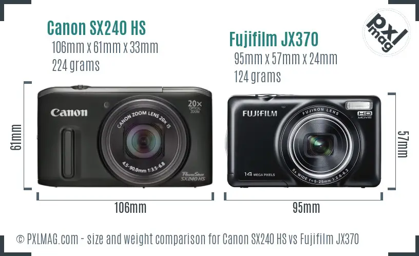 Canon SX240 HS vs Fujifilm JX370 size comparison Canon SX240 HS vs Fujifilm JX370 size comparison