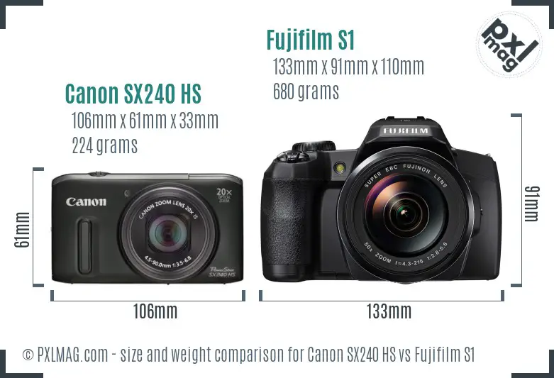Canon SX240 HS vs Fujifilm S1 size comparison Canon SX240 HS vs Fujifilm S1 size comparison